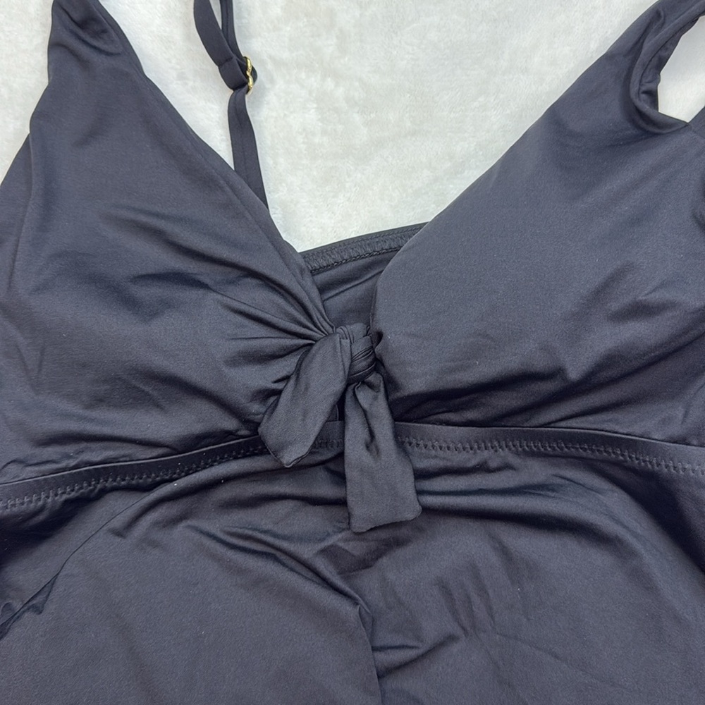 Black Tie-Front Swimsuit Top - Picture 4 of 6